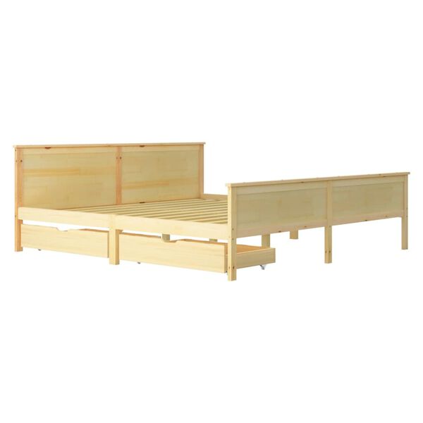vidaXL Estrutura de cama com 2 gavetas 200x200 cm pinho maci&ccedil;o