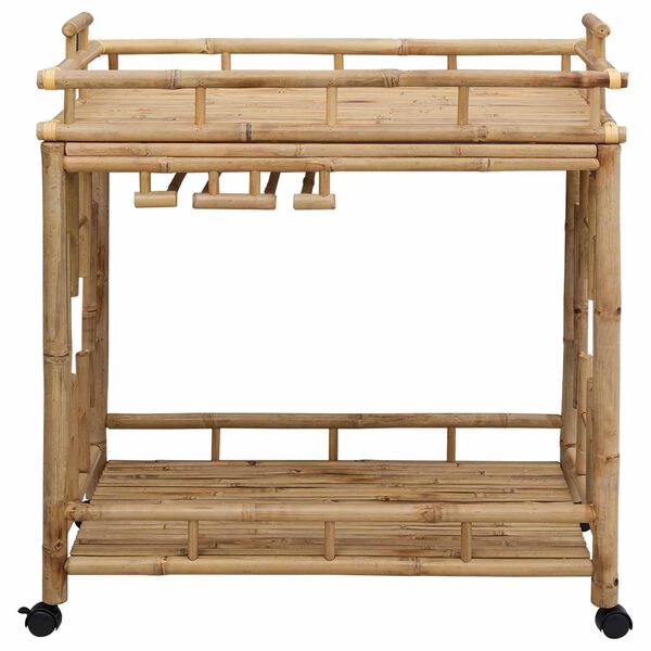 vidaXL Carrinho de Vinho com Rodas Natural 85 x 50 x 93 cm Bambu