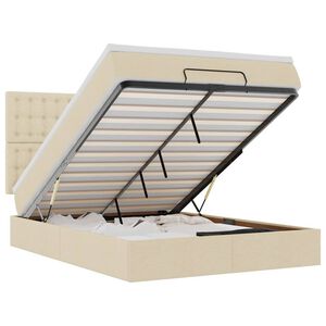 vidaXL Estrutura de cama otomana com creme de colch&atilde;o 140x190cm tecido