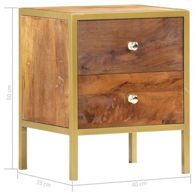 vidaXL Mesa de cabeceira 40x35x50 cm madeira de mangueira maciça