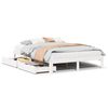 vidaXL Estrutura de cama c/ gavetas 140x200 cm pinho maci&ccedil;o branco