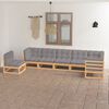 vidaXL 7 pcs conjunto lounge de jardim c/ almofad&otilde;es pinho maci&ccedil;o