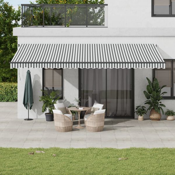 vidaXL Toldo retr&aacute;til autom&aacute;tico com LEDs 600x350 cm antracite/branco