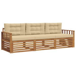 vidaXL Conjunto de Sof&aacute;s para Exterior 3 pcs Natural e Bege