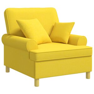 vidaXL Poltrona XL com almofadas Amarelo Claro Tecido