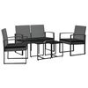 vidaXL 5 pcs conj. jantar p/ jardim c/ almofad&otilde;es vime PP cinza-escuro