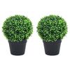 vidaXL Plantas bolas de buxo artificiais c/ vasos 2 pcs 37 cm verde