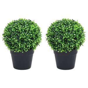 vidaXL Plantas bolas de buxo artificiais c/ vasos 2 pcs 37 cm verde