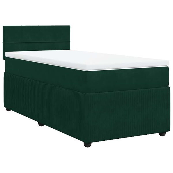 vidaXL Cama com molas/colch&atilde;o 80x200 cm veludo verde-escuro