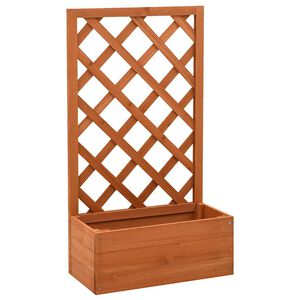 vidaXL Vaso com treli&ccedil;a para jardim 50x25x90 cm abeto maci&ccedil;o laranja