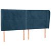 vidaXL Cabeceira cama c/ abas veludo 183x23x118/128 cm azul-escuro