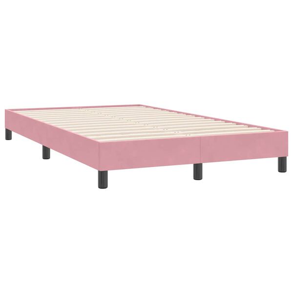 vidaXL Cama com molas sem colch&atilde;o 120x220 cm veludo rosa