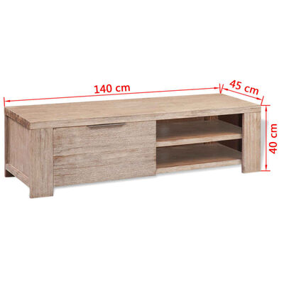 vidaXL Mesa de apoio para TV madeira de acácia escovada 140x45x40 cm