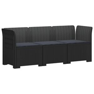 vidaXL Sof&aacute; de Jardim 3 Lugares com Almofadas visual Rattan PP