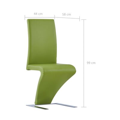 vidaXL Cadeiras de jantar em ziguezague 6 pcs couro artificial verde