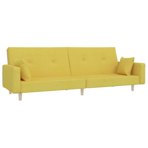 vidaXL Sof&aacute;-cama 2 lugares com duas almofadas tecido verde