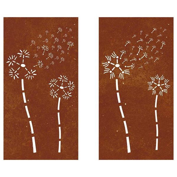 vidaXL Decora&ccedil;&otilde;es p/ muro de jardim 2 pcs a&ccedil;o corten design flores