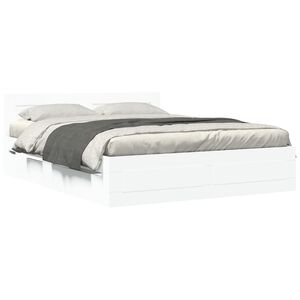 vidaXL Estrutura cama c/ cabeceira 150x200 cm derivados madeira branco