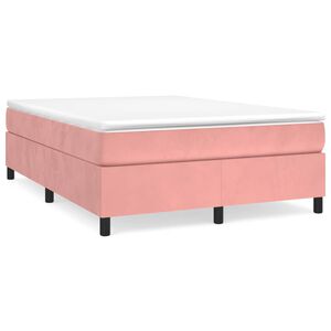 vidaXL Estrutura de cama com molas 140x200 cm veludo rosa