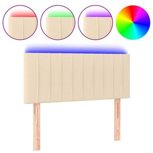 vidaXL Cabeceira de cama c/ luzes LED tecido 80x5x78/88 cm cor creme