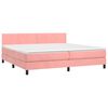 vidaXL Cama box spring c/ colch&atilde;o/LED 200x200 cm veludo rosa