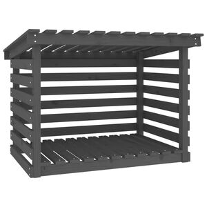 vidaXL Suporte para lenha 108x73x79 cm pinho maci&ccedil;o cinzento
