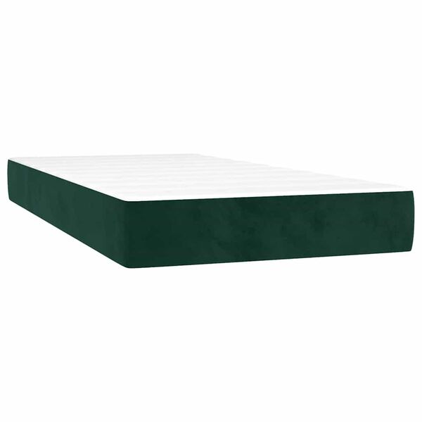 vidaXL Cama com molas/colch&atilde;o 90x190 cm veludo verde-escuro