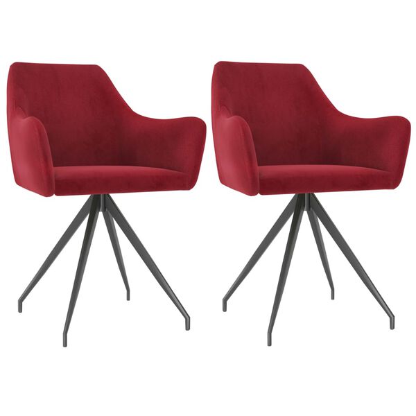vidaXL Cadeiras de jantar 2 pcs veludo vermelho tinto
