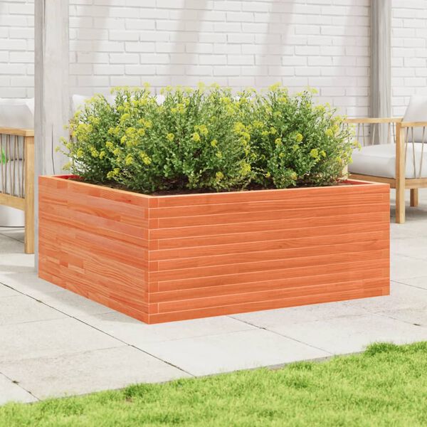 vidaXL Vaso/floreira de jardim 110x110x46 cm pinho maciço castanho-mel