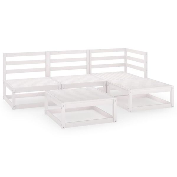 vidaXL 5 pcs conjunto lounge de jardim pinho maci&ccedil;o branco