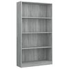 vidaXL Estante 4 prateleiras 80x24x142 cm deriv. madeira cinza-cimento