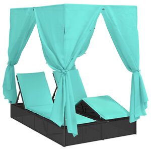 vidaXL Espregui&ccedil;adeira Dupla Turquesa 205 x 129 x 200 cm vime PE