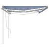 vidaXL Toldo autom&aacute;tico c/ LED e sensor de vento 6x3,5 m azul e branco