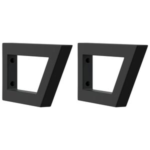 vidaXL Suportes de prateleira p/ lavat&oacute;rio 2pcs a&ccedil;o trapezoidais preto
