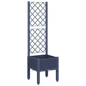 vidaXL Vaso/floreira de jardim c/ treli&ccedil;a 40x40x142 cm PP cinzento azul