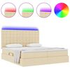 vidaXL Cama com luzes de tira LED Creme 180 x 200 cm tecido