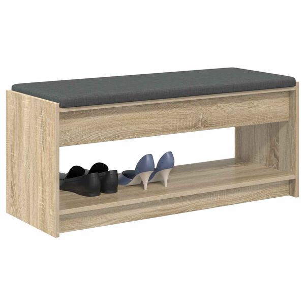 vidaXL Banco de Hall com almofada Carvalho Sonoma 103 x 38 x 45 cm