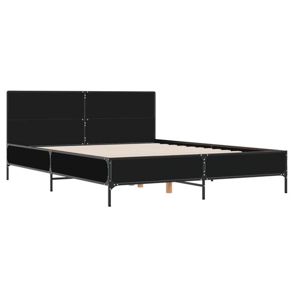 vidaXL Estrutura de cama 150x200 cm derivados de madeira/metal preto