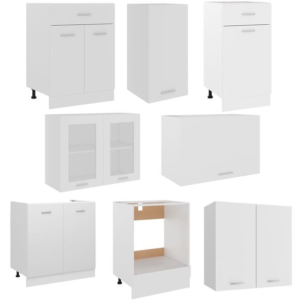 vidaXL 8 pcs conjunto arm&aacute;rios de cozinha derivados de madeira Lyon branco