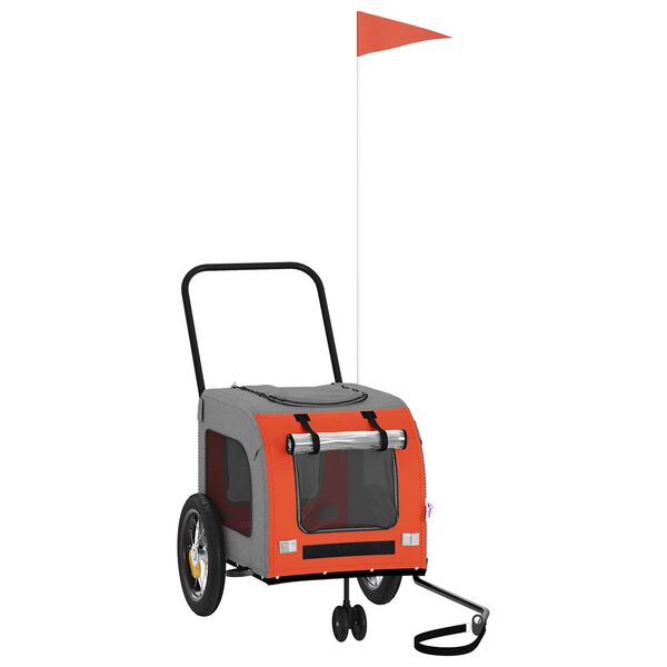 vidaXL Atrelado de bicicleta para animais de estima&ccedil;&atilde;o Laranja e Cinza