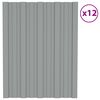 vidaXL Painel de telhado 12 pcs Cinzento 60 x 45 cm A&ccedil;o galvanizado