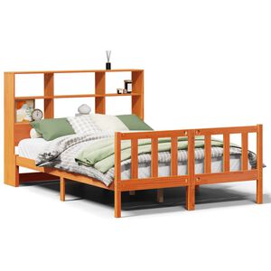 vidaXL Cama c/ estante sem colch&atilde;o 120x190cm pinho maci&ccedil;o castanho-mel