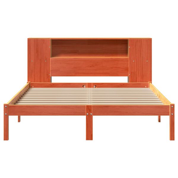 vidaXL Cama c/ estante sem colch&atilde;o 120x190cm pinho maci&ccedil;o castanho-mel