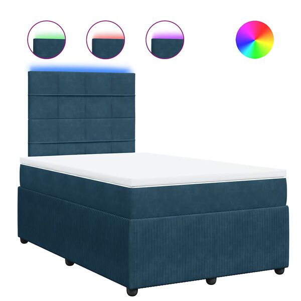 vidaXL Cama boxspring com colch&atilde;o 120x200 cm veludo azul