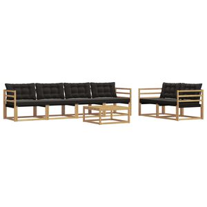 vidaXL Conjunto de Sof&aacute;s para Exterior 7 unid. Branco e Preto