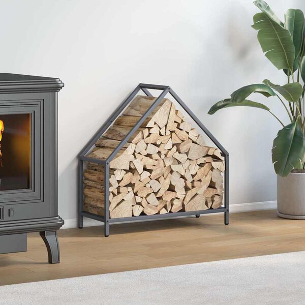 vidaXL Suporte para lenha 60x25x60 cm a&ccedil;o laminado a frio antracite