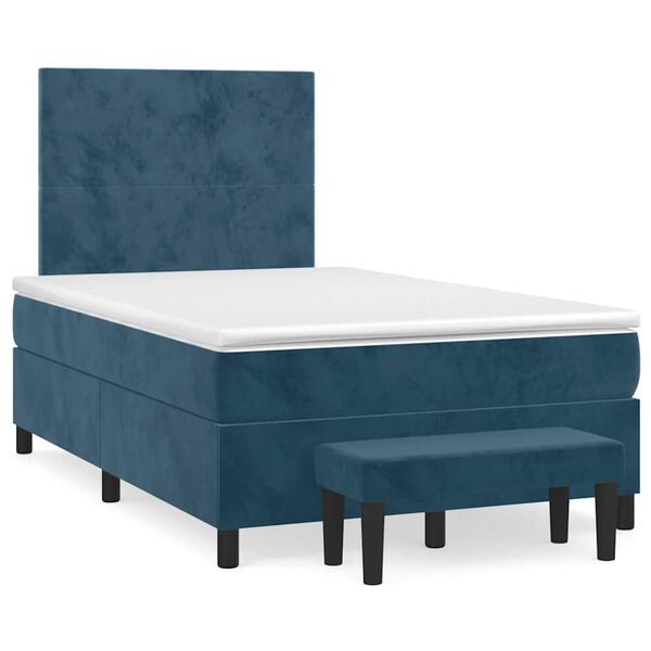 vidaXL Cama boxspring com colch&atilde;o 120x200 cm veludo azul-escuro