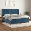 vidaXL Cama com molas/colchão 200x200 cm veludo azul-escuro