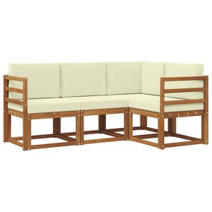 vidaXL Conjunto de Sof&aacute;s para Exterior 4 pcs Natural e Creme