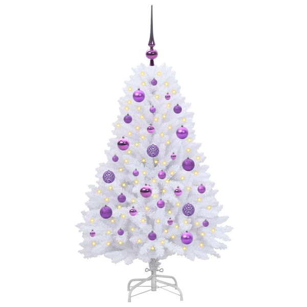 vidaXL &Aacute;rvore de Natal Articulada Artificial Branco 120 cm PVC e A&ccedil;o